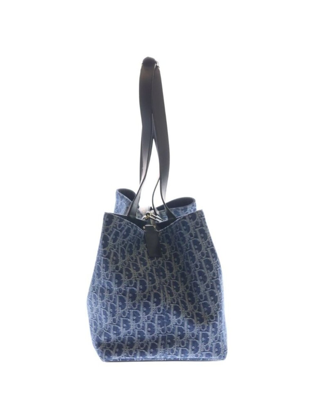 Dior Toujour Denim Leather Tote Gold Blue - Picture 3 of 6